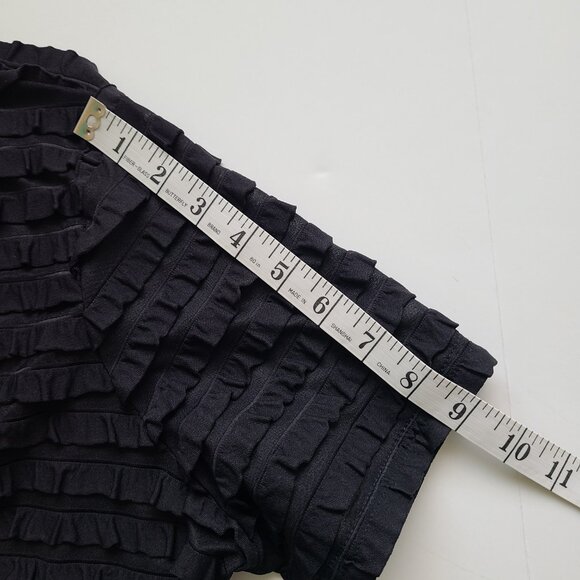 Chico's Open Front Top 3 = XL Black Ruffles Topper Bolero Shrug Witchcore Sheer - Picture 7 of 9
